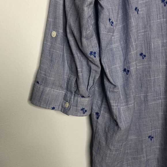 Mavi Light Blue Button Down Palm Tree Embroidery - Picture 6 of 9